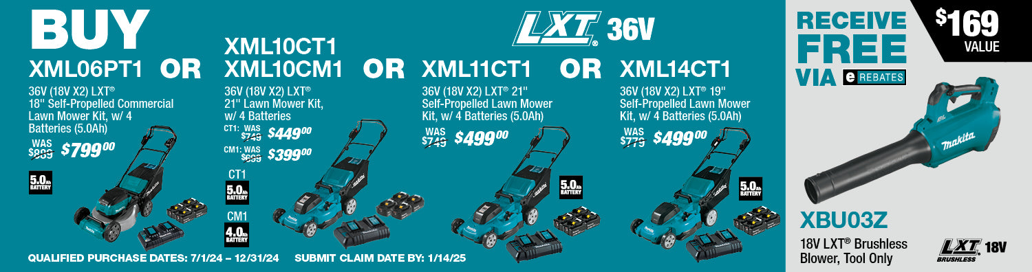 MAKITA 36V (18V X2) LXT® 21" Lawn Mower Kit w/ 4 Batteries