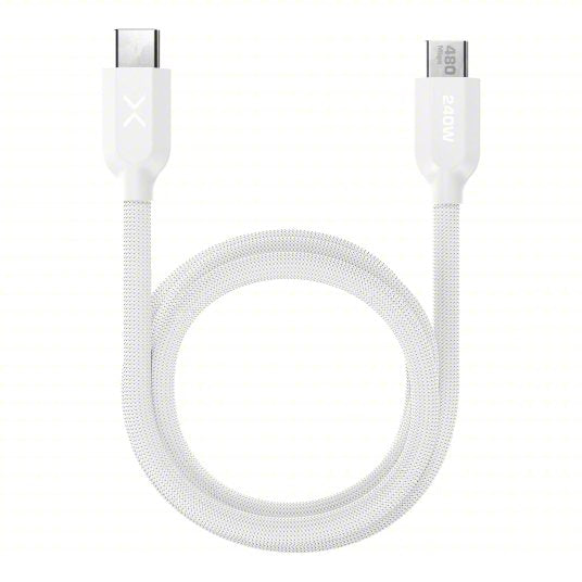 NOCO USB-C Cable 240W: Type C End 1, Type C End 2, White, 3 ft Lg, 3.1 USB Specification, USB Cable