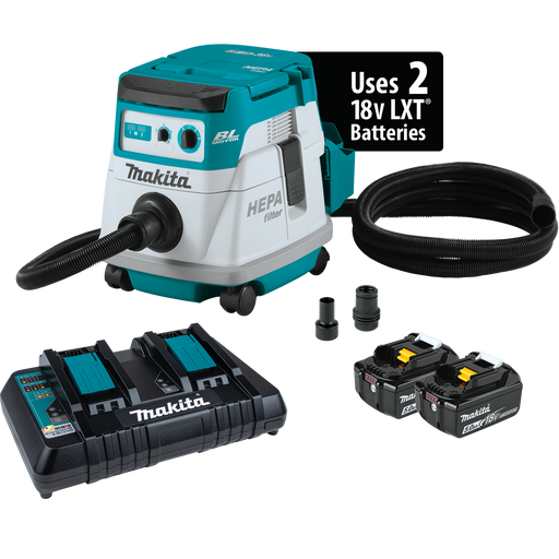 MAKITA 36V (18V X2) LXT® 2.1 Gallon HEPA Filter Dry Dust Extractor Kit