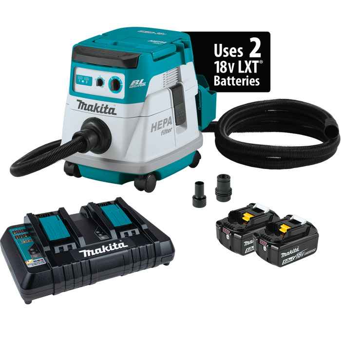 MAKITA 36V (18V X2) LXT® 2.1 Gallon HEPA Filter Dry Dust Extractor Kit