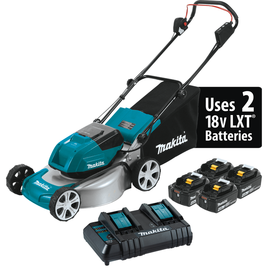 MAKITA 36V (18V X2) LXT® 18" Lawn Mower Kit w/ 4 Batteries