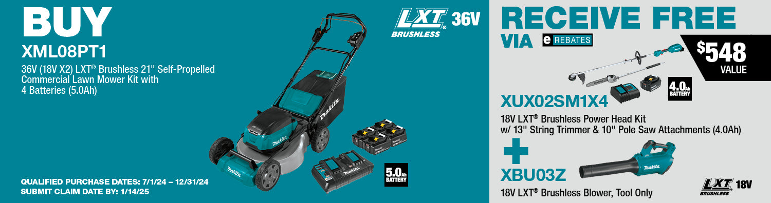 MAKITA 36V (18V X2) LXT® 21" Self‑Propelled Commercial Lawn Mower Kit w/ 4 Batteries