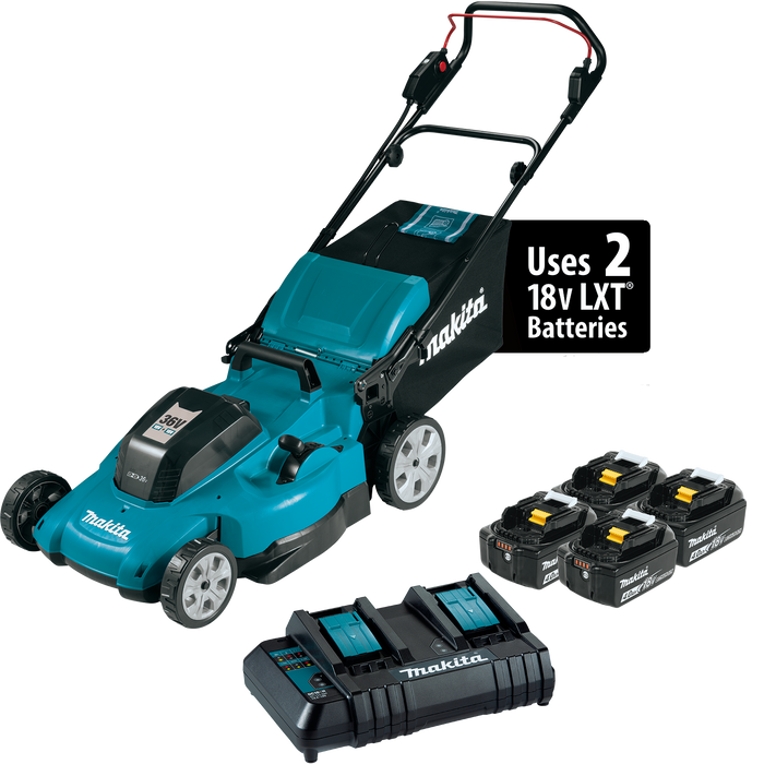 MAKITA 36V (18V X2) LXT® 21" Lawn Mower Kit w/ 4 Batteries