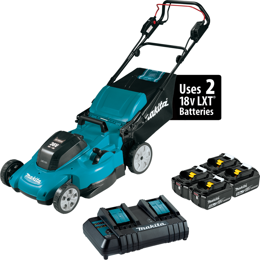 MAKITA 36V (18V X2) LXT® 21" Lawn Mower Kit w/ 4 Batteries