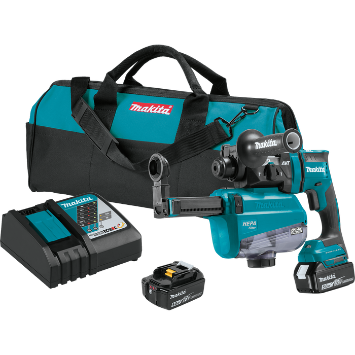 MAKITA 18V LXT® 11/16" SDS‑PLUS AVT® Rotary Hammer w/ HEPA Dust Extractor Kit