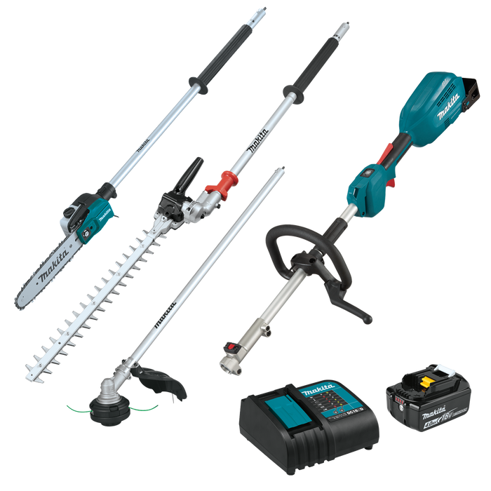 MAKITA 18V LXT® Couple Shaft Power Head Kit w/ String Trimmer, Pole Saw, & Articulating Hedge Trimmer Attachments