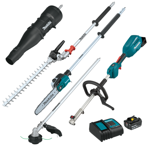 MAKITA 18V LXT® Couple Shaft Power Head Kit w/ String Trimmer, Pole Saw, Articulating Hedge Trimmer, & Blower Attachments