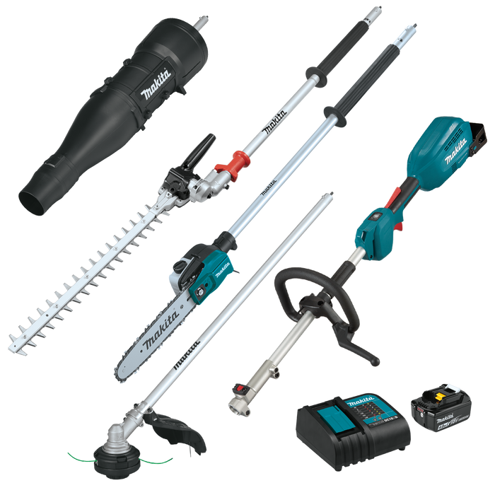 MAKITA 18V LXT® Couple Shaft Power Head Kit w/ String Trimmer, Pole Saw, Articulating Hedge Trimmer, & Blower Attachments