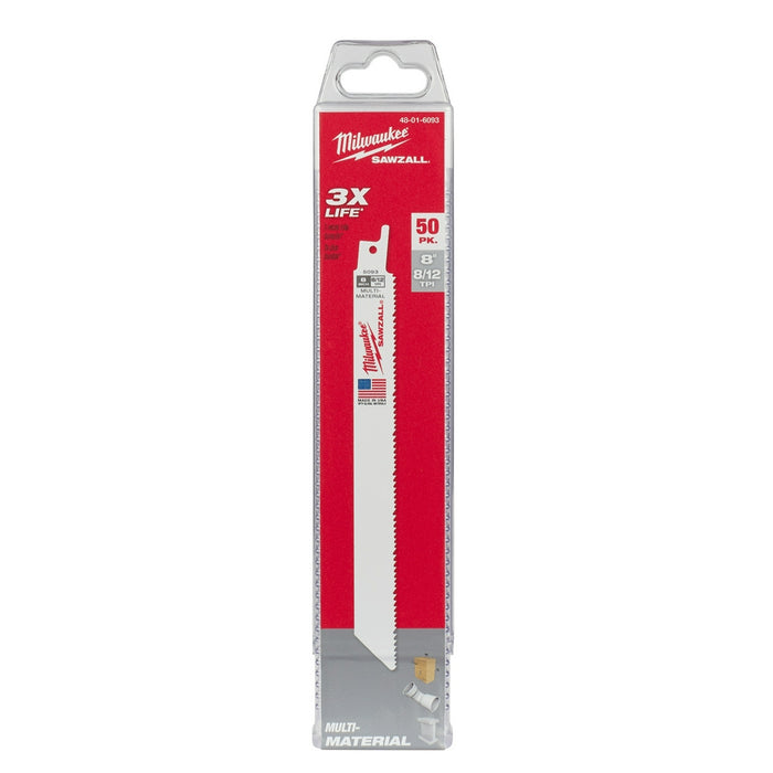 Milwaukee 8" 8/12 TPI SAWZALL Reciprocating Saw Blade (50-Pack) 48-01-6093