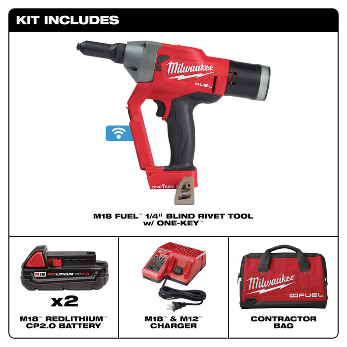 MILWAUKEE M18 FUEL™ 1/4" Blind Rivet Tool w/ ONE-KEY™ Kit