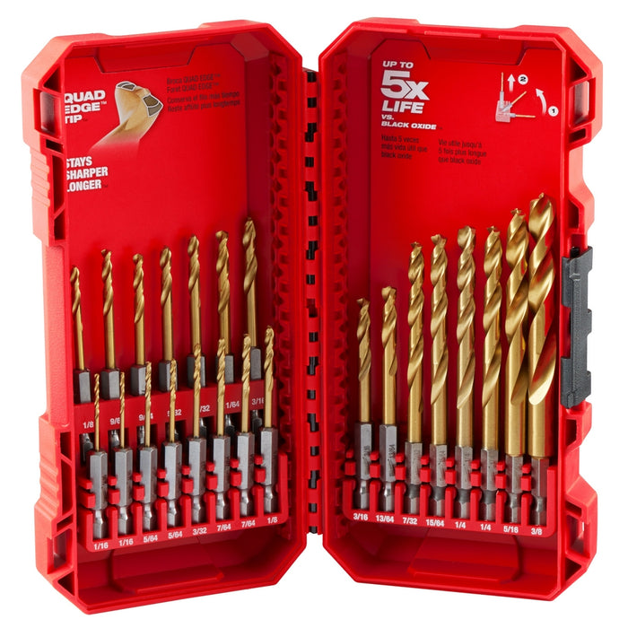 MILWAUKEE 23 PIEZAS. Juego de brocas de titanio SHOCKWAVE IMAPCT DUTY™ RED HELIX™