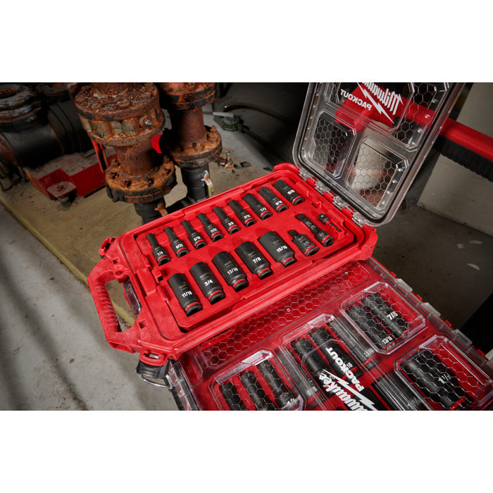 MILWAUKEE 17 PIEZAS. Juego de paquete SHOCKWAVE IMPACT DUTY™ de 3/8” Dr. SAE