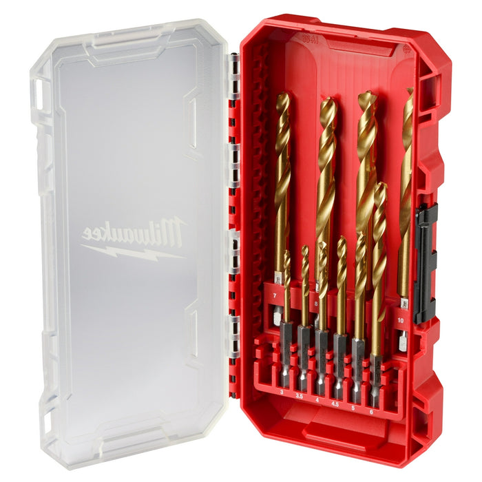 MILWAUKEE 10 UDS. Juego de brocas métricas de titanio SHOCKWAVE IMPACT DUTY™ RED HELIX™
