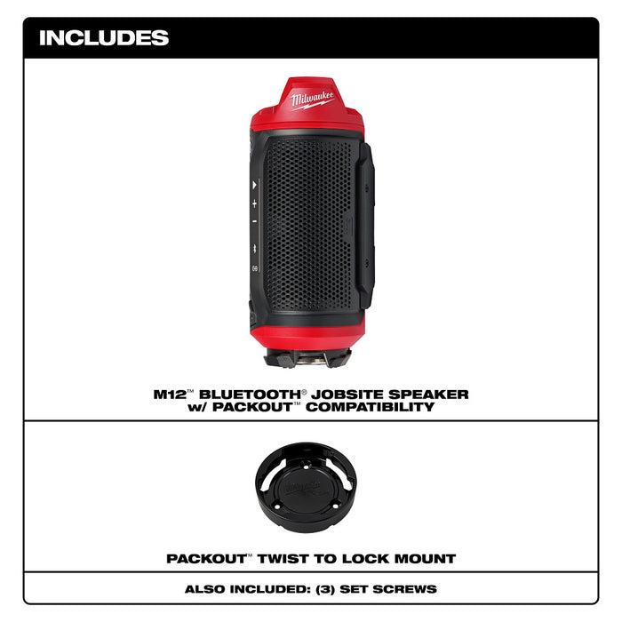 MILWAUKEE M12™ BLUETOOTH® Jobsite Speaker w/ PACKOUT™ Compatibility