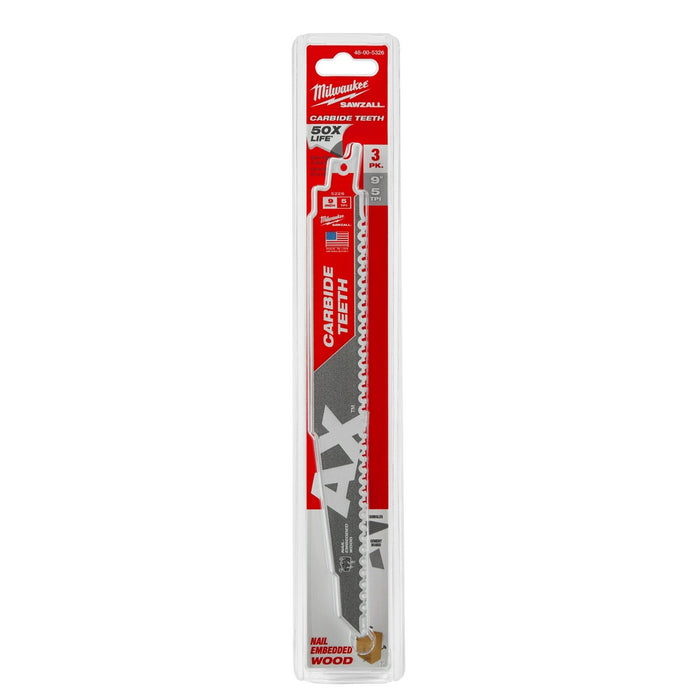 MILWAUKEE 5 TPI AX™ Nail Embedded Wood SAWZALL® Blade w/ Carbide Teeth