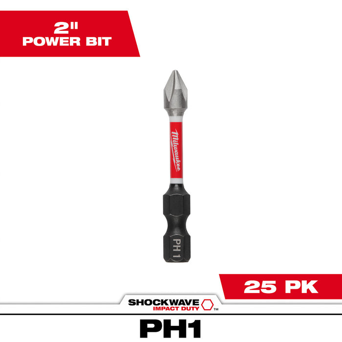 Milwaukee Tools (25) 2IN POWER BIT PH1 48-32-4760