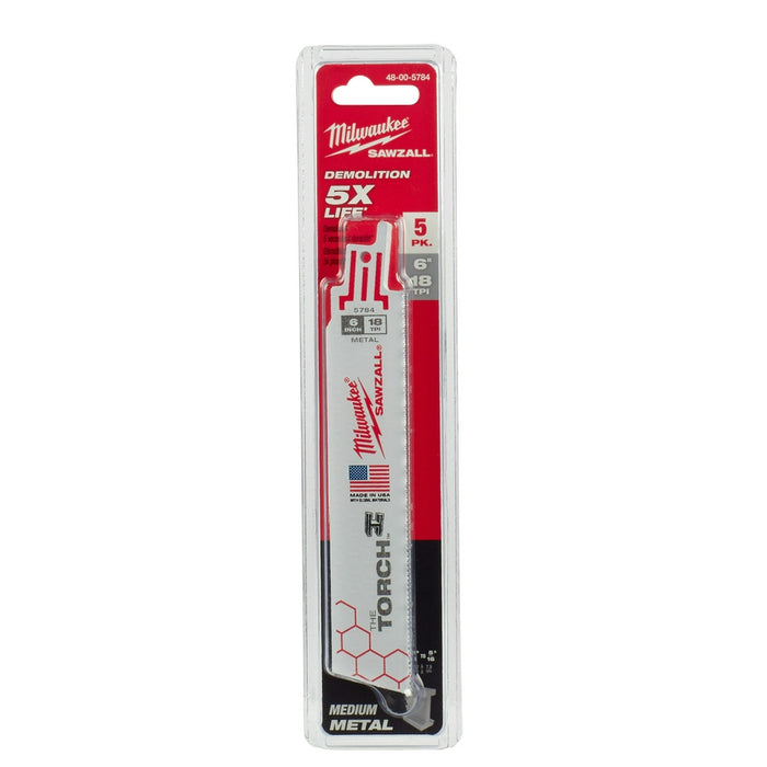MILWAUKEE 18 TPI TORCH™ Metal SAWZALL® Blade For Rigid Conduit & Unistrut (5 PACK)