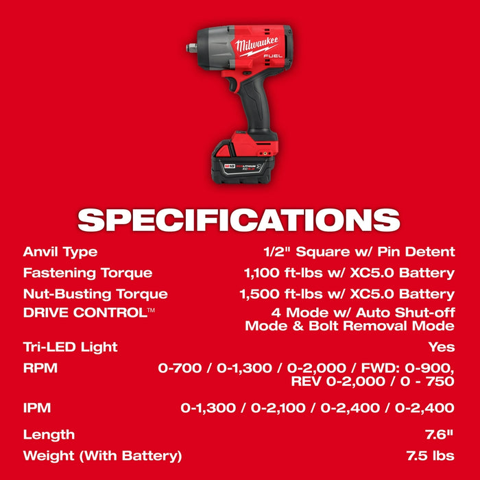 Milwaukee M18 FUEL 1/2" High Torque Impact Wrench and Grease Gun Combo Kit M18 2967-22GG