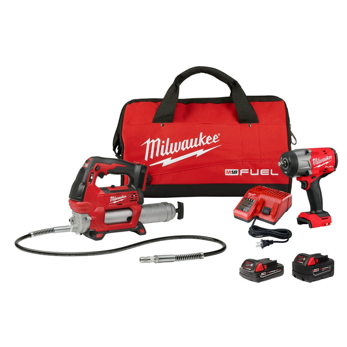 Milwaukee M18 FUEL 1/2" High Torque Impact Wrench and Grease Gun Combo Kit M18 2967-22GG