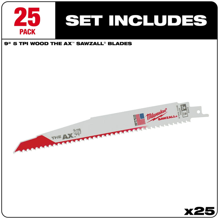 MILWAUKEE 5 TPI THE AX™ Nail Embedded Wood SAWZALL® Blades