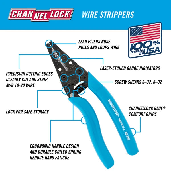 CHANNELLOCK 7" Wire Stripper