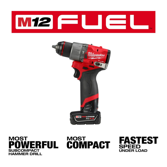 MILWAUKEE M12 FUEL™ 1/2" Hammer Drill/Driver Kit + FREE 48-11-2425 Battery Q4