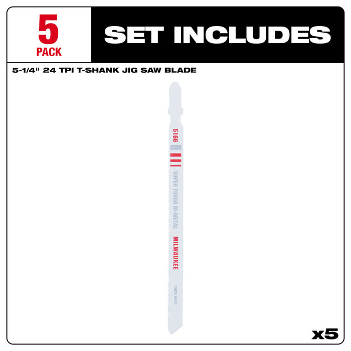 Milwaukee Tools 5-1/4In 24 TPI Bimetal Jig Saw B 48-42-5166