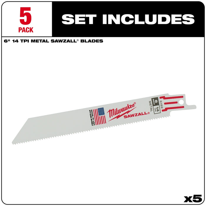MILWAUKEE 14 TPI SAWZALL® Standard Metal Blades For Schedule 40 Pipe & Angle Iron