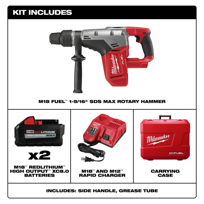 MILWAUKEE M18 FUEL 1-9/16" SDS MAX Rotary Hammer Kit