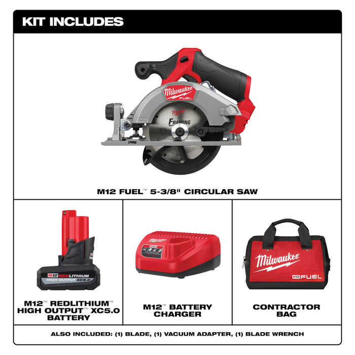 Kit de sierra circular MILWAUKEE M12 FUEL™ de 5-3/8”