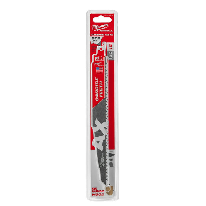 MILWAUKEE 5 TPI AX™ Nail Embedded Wood SAWZALL® Blade w/ Carbide Teeth