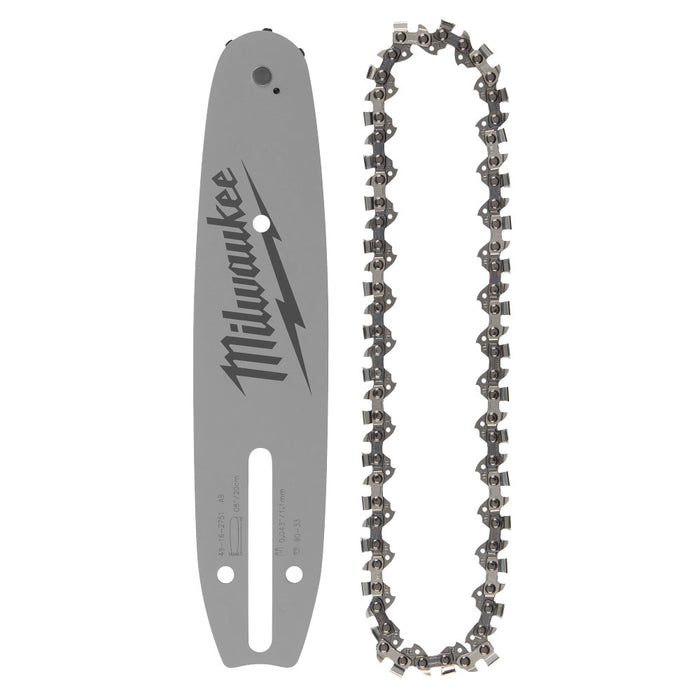 MILWAUKEE 8" 3/8" LOW PROFILE™ Pitch, .043" Gauge Saw Chain & Guide Bar Set
