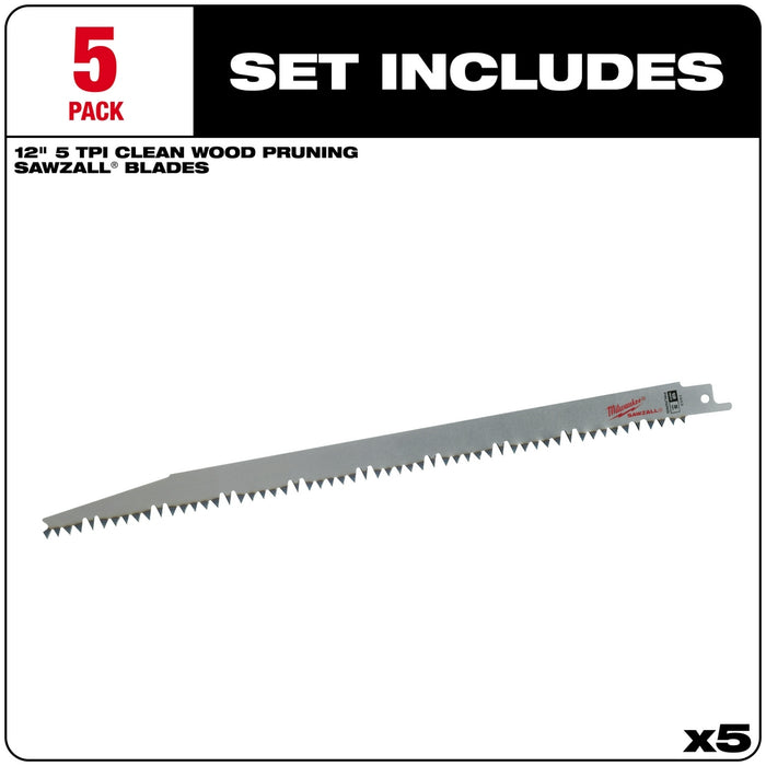 MILWAUKEE 12" 5 TPI SAWZALL® Pruning Blade