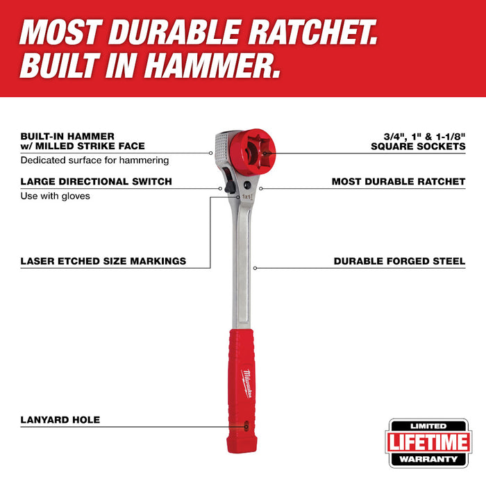 MILWAUKEE Lineman's High-Leverage Ratcheting Wrench w/ Milled Strike Face Q4