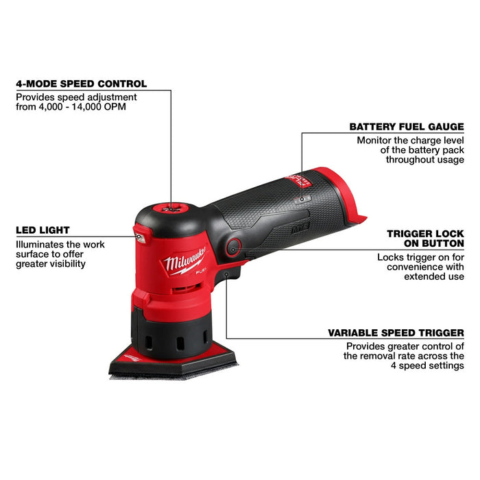 MILWAUKEE M12 FUEL Orbital Detail Sander (Tool Only)