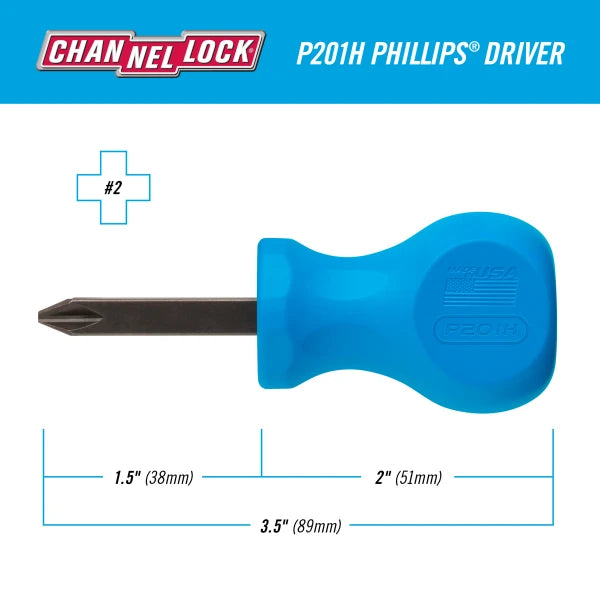 CHANNELLOCK PHILLIPS® #2 x 1.5" Stubby Screwdriver
