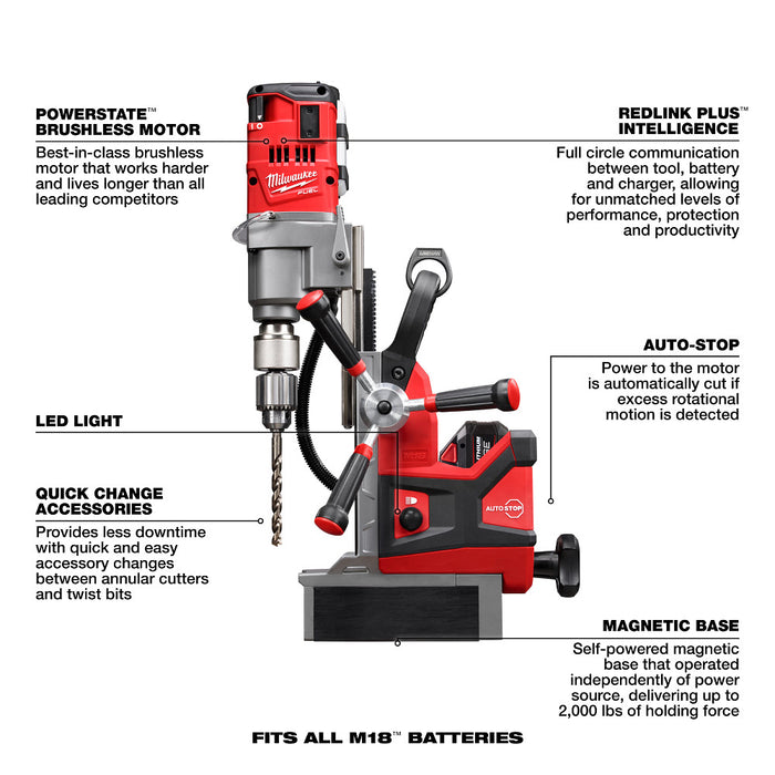 MILWAUKEE M18 FUEL 1-1/2" Lineman Magnetic Drill High Demand Kit