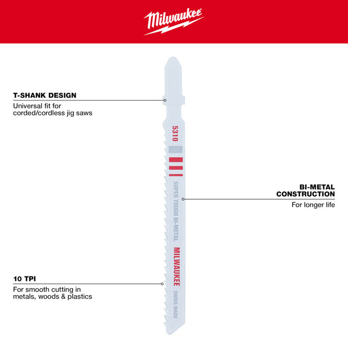 Milwaukee Tools 4", 10TPI, Jig Saw Blades 48-42-5310