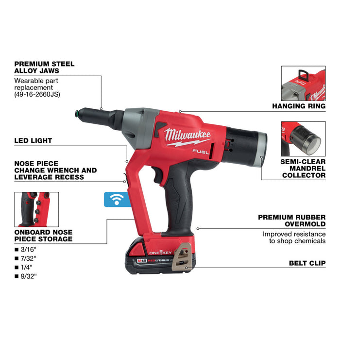 MILWAUKEE M18 FUEL™ 1/4" Blind Rivet Tool w/ ONE-KEY™ Kit