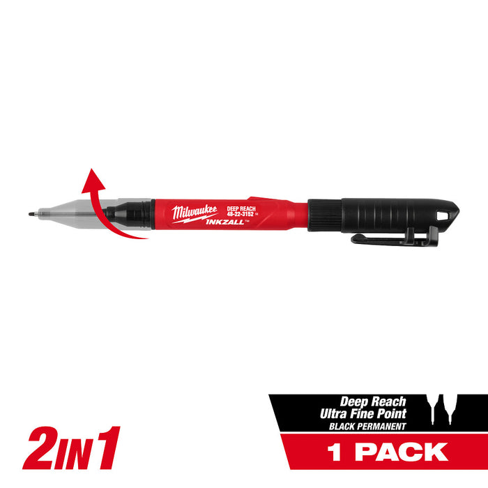 Milwaukee INKZALL 2 IN 1 Deep Reach Ultra Fine Point Black Jobsite Marker