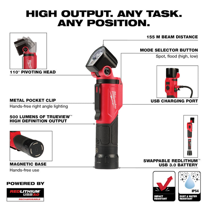 MILWAUKEE REDLITHIUM™ USB Pivoting Flashlight