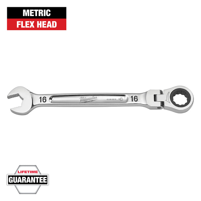MILWAUKEE Flex Head Ratcheting Combination Wrench - Metric