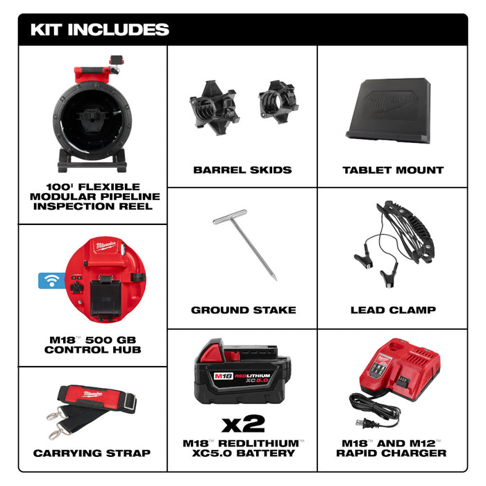 MILWAUKEE M18™ 100’ Flexible Modular Pipeline Inspection System Kit