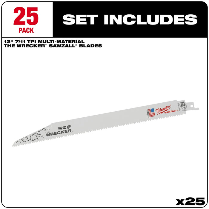 MILWAUKEE 12" 7/11 TPI SAWZALL® WRECKER™ Multi-Material Blade