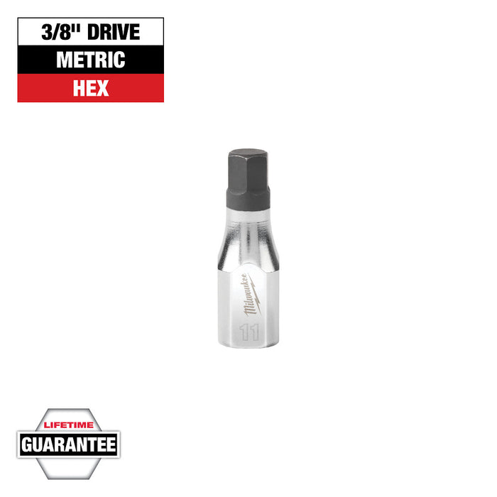 MILWAUKEE 3/8" Drive Hex Bit Sockets - Metric