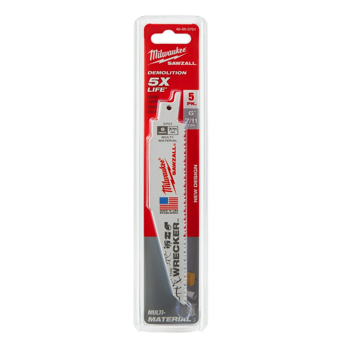 MILWAUKEE 6" 7/11 TPI THE WRECKER™ Multi-Material Blade (5 PACK)