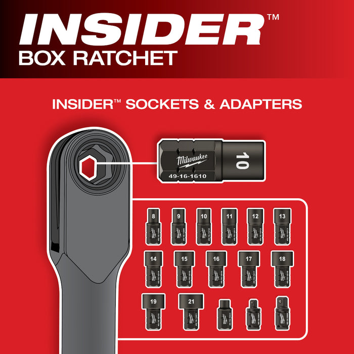 MILWAUKEE M12 FUEL™ INSIDER™ Kit de trinquete de caja de alcance extendido