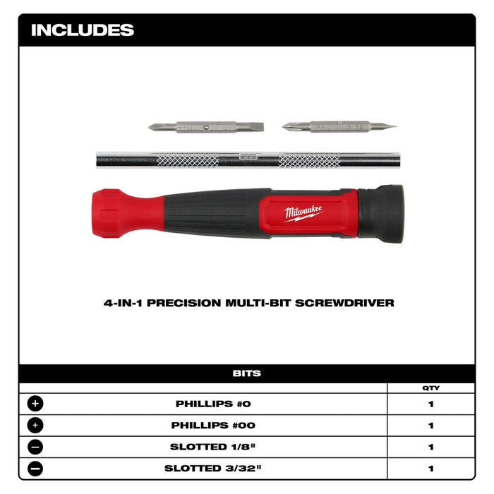 MILWAUKEE 4-IN-1 Precision Multi-Bit Screwdriver