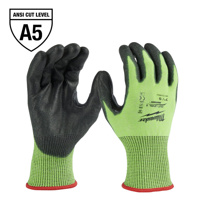 MILWAUKEE High Visibility Cut Level 5 Polyurethane Dipped Gloves