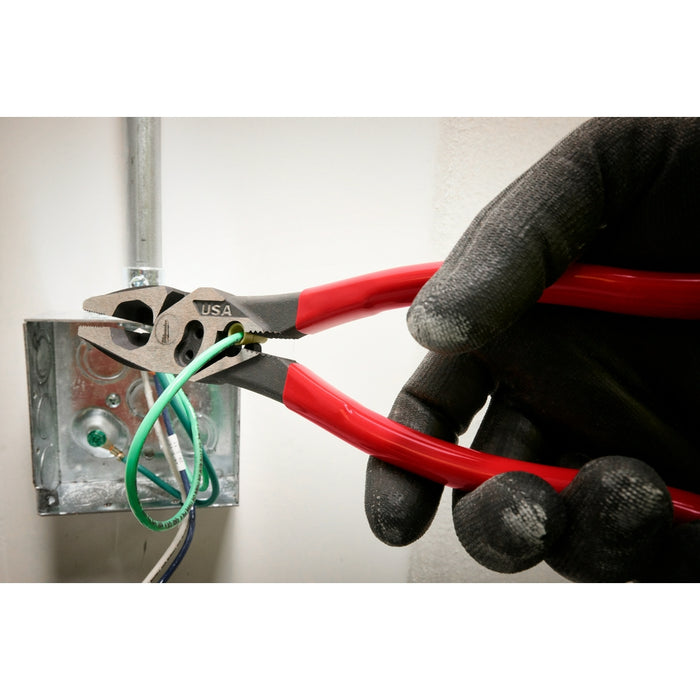 Alicates de liniero sumergidos MILWAUKEE de 9" con engarzadora y cortador de pernos